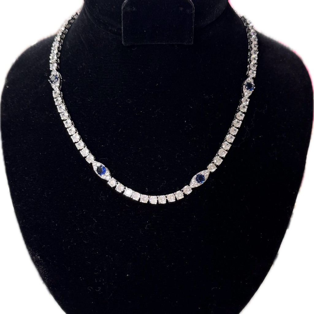 Aldo- Nanedanten Silver Cubic Zirconia Semi Choker Necklace 25$